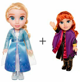 Boneca Elsa Frozen com Vestido Luxo - Mimo Toys + Boneca Anna Frozen com Vestido Luxo - Mimo Toys