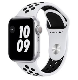 Apple Watch Series 6 Nike Prata, 40mm, GPS, com Pulseira Espotiva Cinza Carvão e Preto