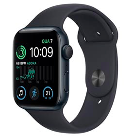 Apple Watch SE 2° Geração (GPS 44 mm) Caixa Meia-Noite de Alumínio, Pulseira Esportiva Meia-Noite