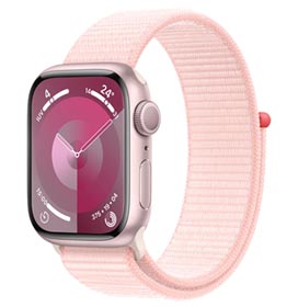 Apple Watch Series 9 (GPS 41 mm) Caixa Rosa de Alumínio com Pulseira Loop Esportiva Rosa-clara