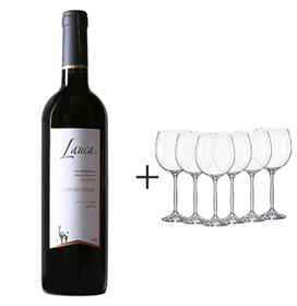 Vinho Tinto Lauca Wines Carmenere 750ml + Jogo Tacas Chanson Bourgogne 840ml 06 Pecas - Bohemia