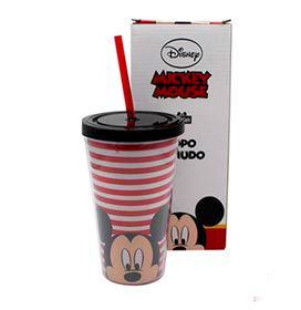 Copo Canudo Mickey em PVC com 500 ml - Zonacriativa